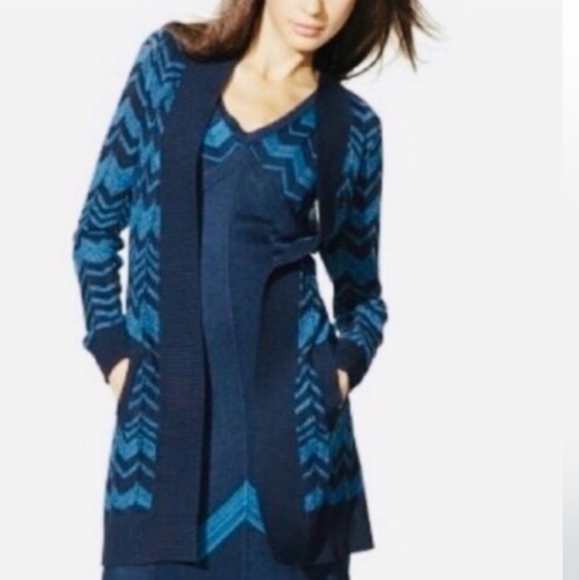 Missoni for Target Navy & Blue Zig Zag Chevron Long Cardigan Sweater - Picture 13 of 14